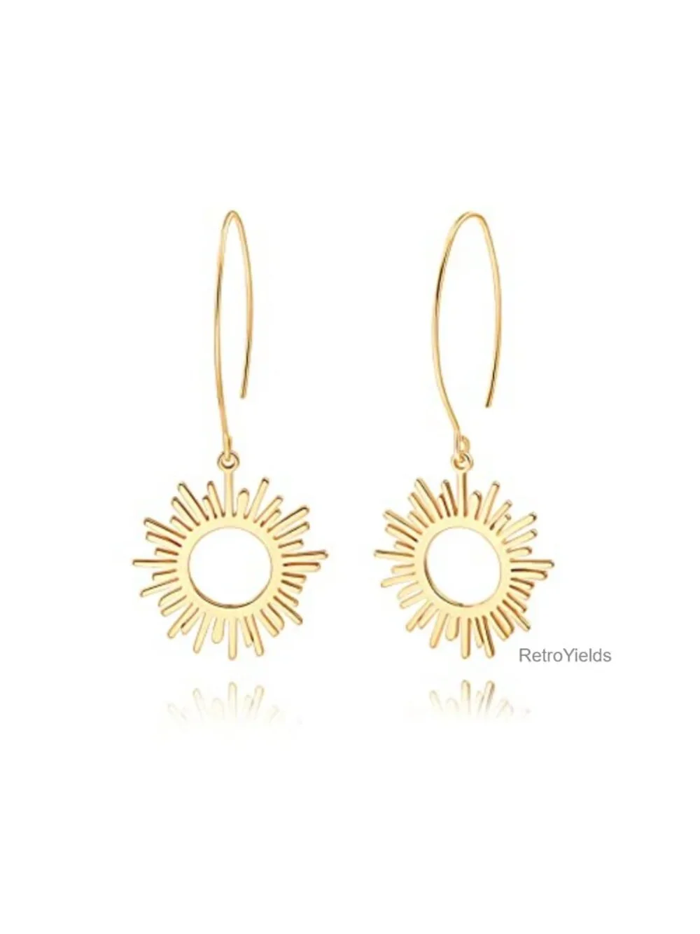 Geometric Drop Dangle Earrings Boho Statement Long Hoops 18k Gold Plated